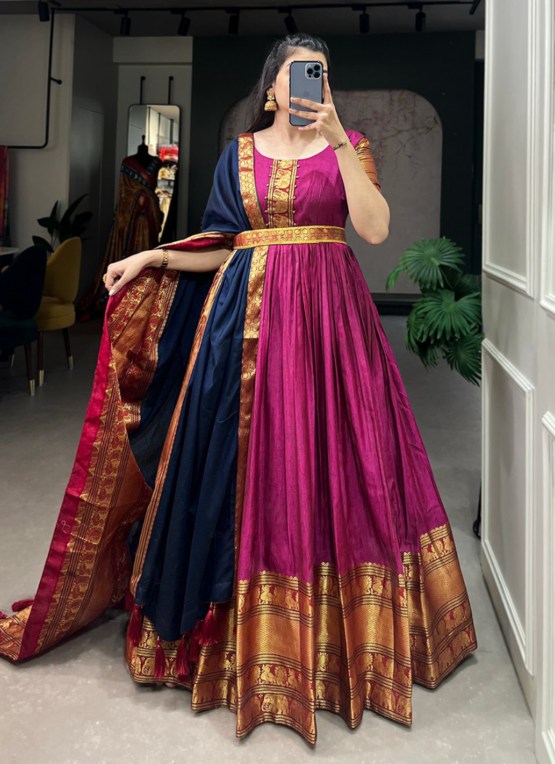 Narayan pet (cotton) Gown With Dupatta