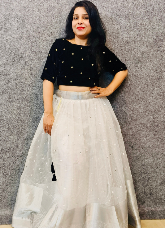 Black and White Lehenga Choli