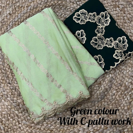 Satin Chiffon Saree