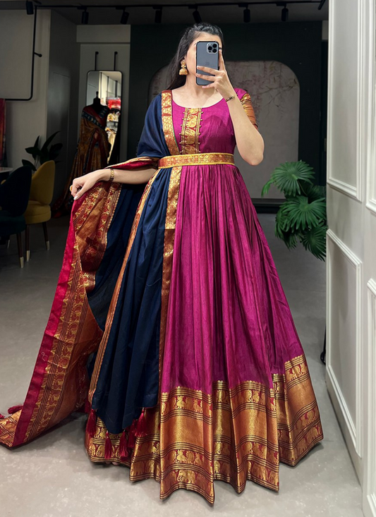 Narayan pet (cotton) Gown With Dupatta