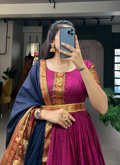 Narayan pet (cotton) Gown With Dupatta