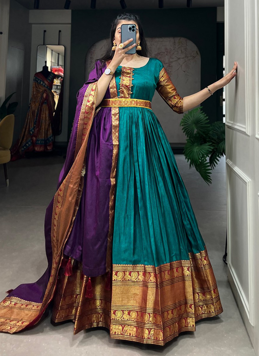 Narayan pet (cotton) Gown With Dupatta