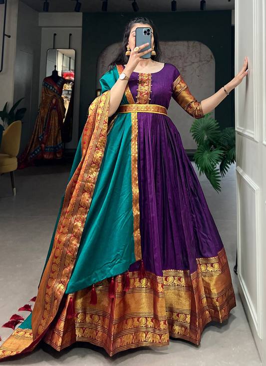Narayan pet (cotton) Gown With Dupatta