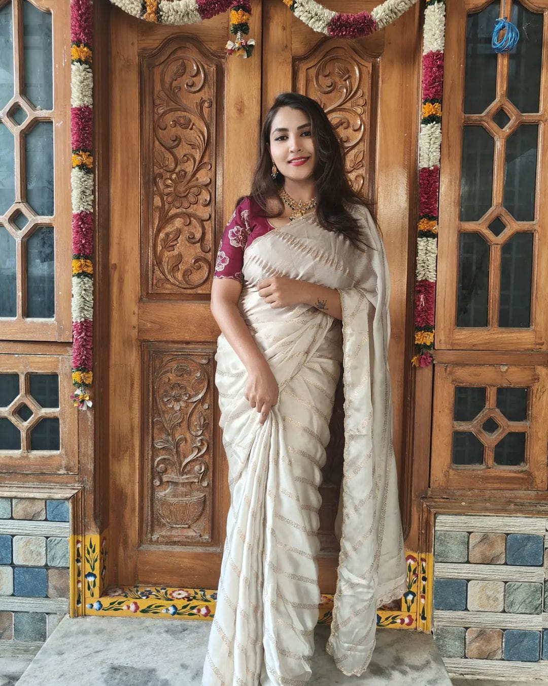 Satin Chiffon Saree