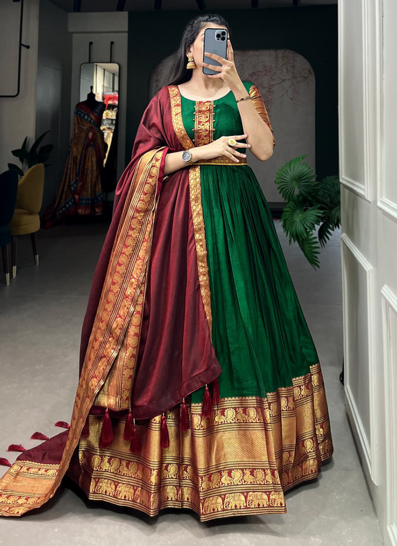 Narayan pet (cotton) Gown With Dupatta