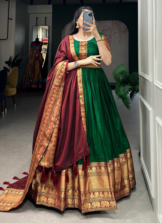 Narayan pet (cotton) Gown With Dupatta