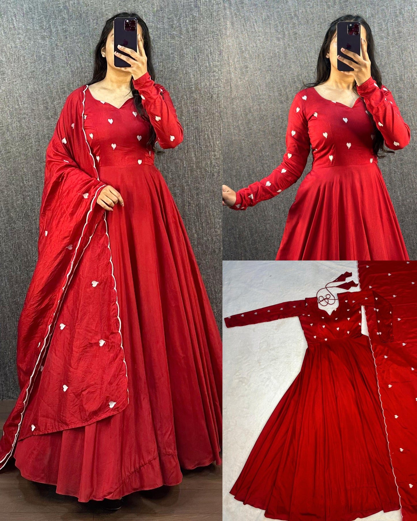 AJRAK COTTON SILK HEART GOWN