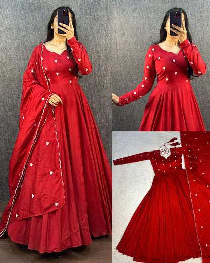 AJRAK COTTON SILK HEART GOWN
