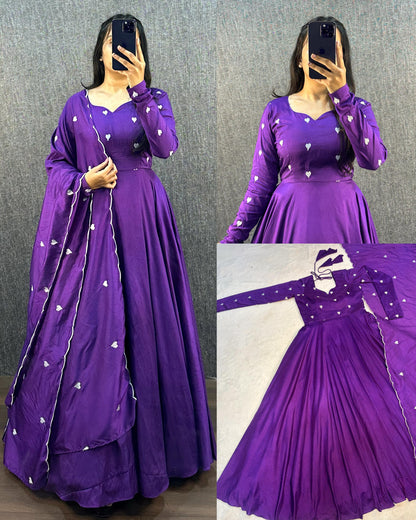 AJRAK COTTON SILK HEART GOWN