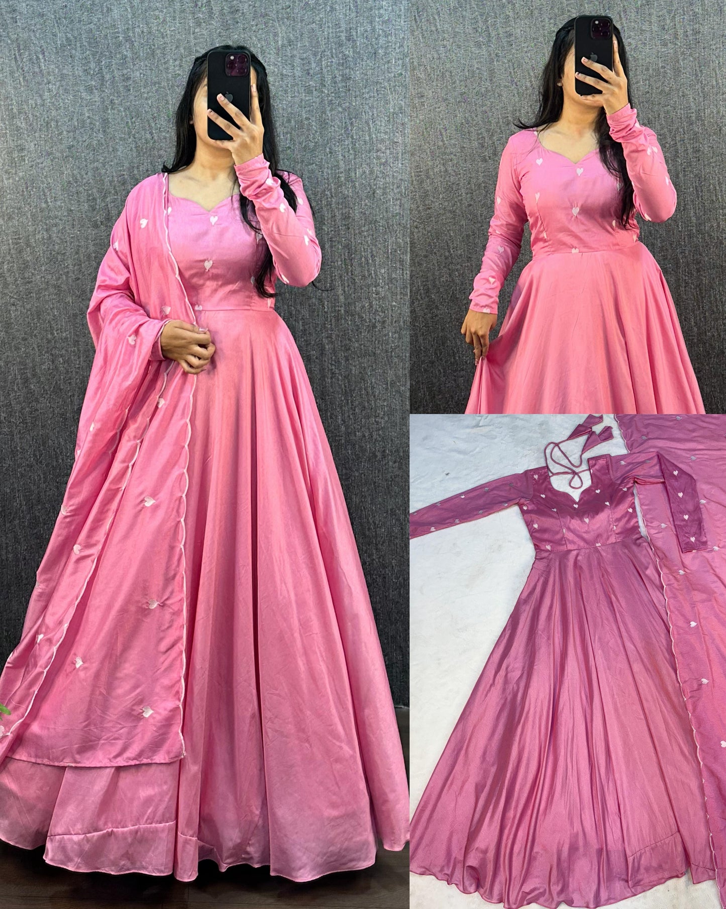 AJRAK COTTON SILK HEART GOWN