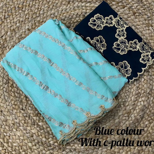 Satin Chiffon Saree