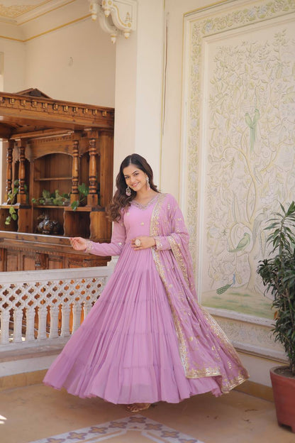 Full Flair Gown With Dupatta in Lavender colour