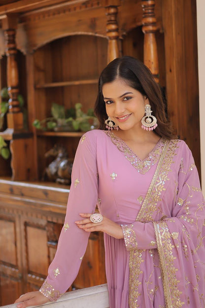 Full Flair Gown With Dupatta in Lavender colour