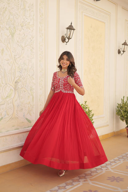 Embroidery Zari Sequins-work Designer Gown