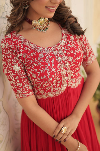 Embroidery Zari Sequins-work Designer Gown