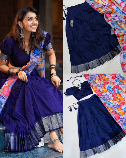Half Saree Design in Blue Colour