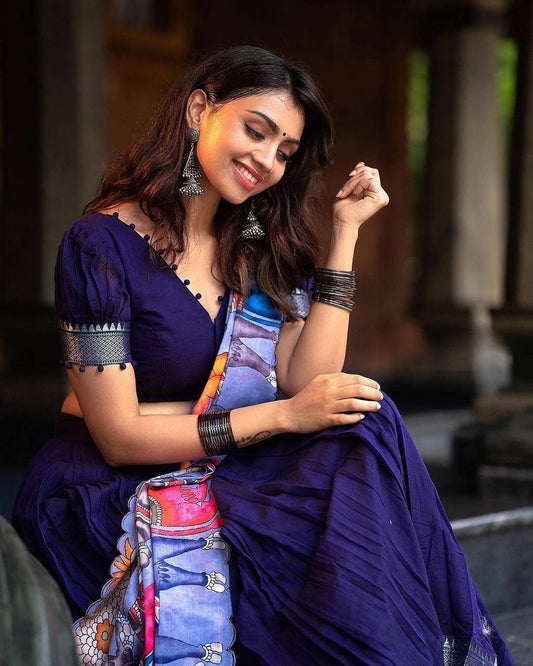 Half Saree Design in Blue Colour
