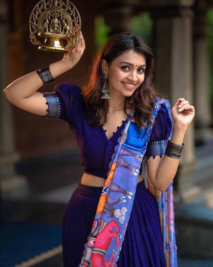 Half Saree Design in Blue Colour